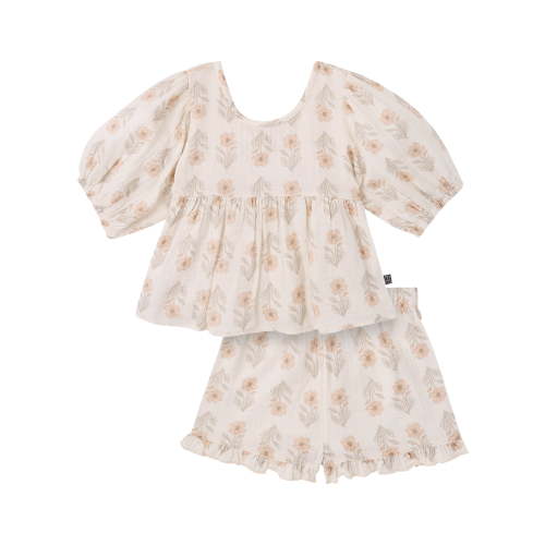 Modern Moments by Gerber Toddler Girl Top and Short Outfit Set with Crossback Detail, 2-Piece, Sizes 12 Months - 5T