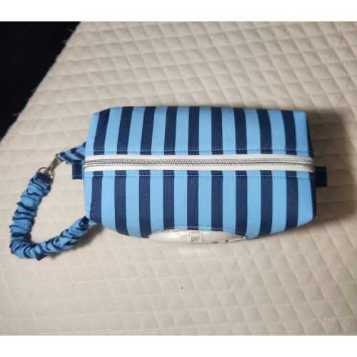 Blue Striped Mini Diaper Wipes Clutch - Diaper Pouch