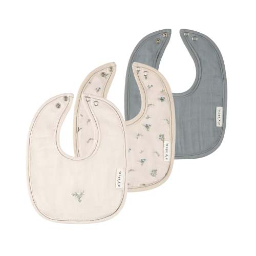 3 Pack Muslin Terry Bibs - Tan/Blue Gingko – Ely's & Co.