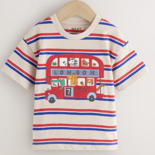 3T Buy Blue/Cream Stripe Short Sleeve Appliqué T-Shirt (3mths-7yrs) from Next USA