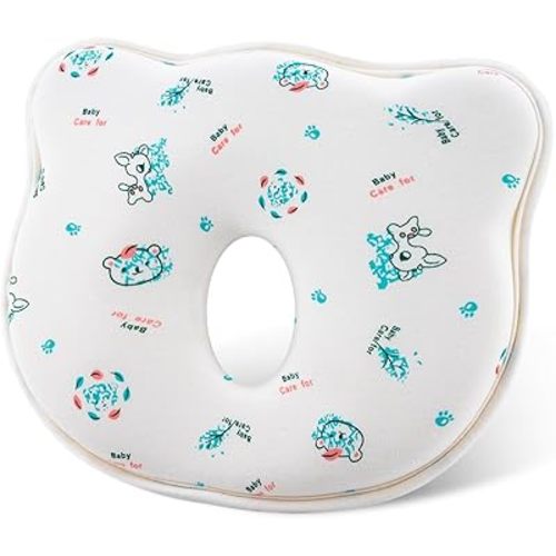 Memory Foam Baby Pillow, Soft and Cozy Head & Neck Support Pillow for Baby Boys and Girls, Prevent Flat Head (Little Deer)