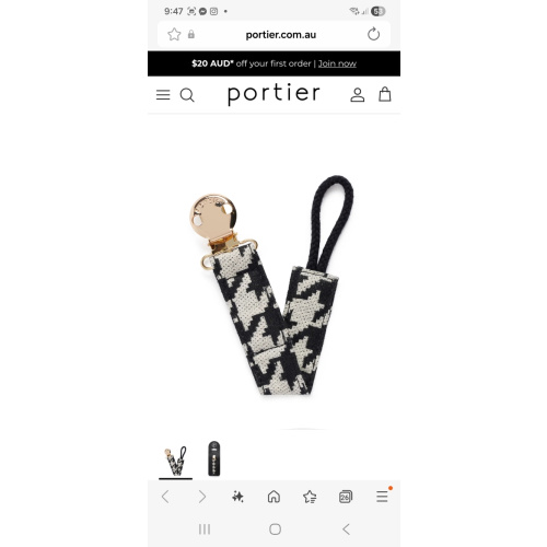 Petite Pacifier Clip - Houndstooth – Portier Australia Pty Ltd