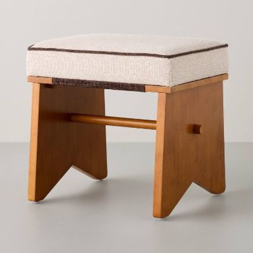 Upholstered Mid Century Ottoman Cream - Hearth & Hand™ with Magnolia