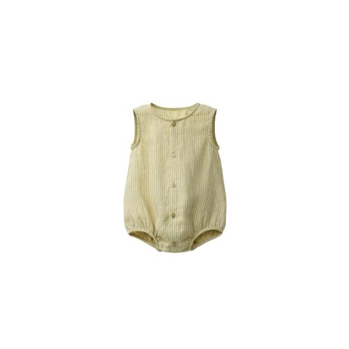 100% STRIPED LINEN ROMPER - Mid-green | ZARA United States