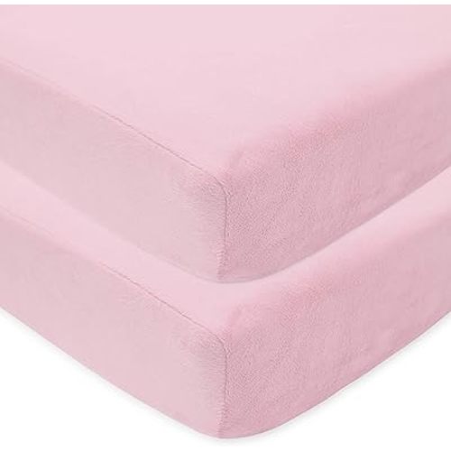 American Baby Company 2 Pack Heavenly Soft Chenille Fitted Crib Sheet 28" x 52", Warm and Cozy Neutral Chenille Sheet, Pink, for Boys and Girls, Fits Crib and Toddler Bed mattresses