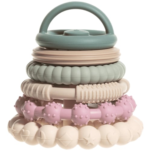 Sperric Silicone Stacking Toy – Premium Stacking Teethers - Interactive and Fun Baby Stacking Toys - Teeth Soothing for 6-12 Month, Tan