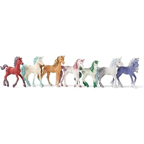 Schleich bayala 7-Piece Gemstone Collectible Unicorn Toy Set with 7 Unique Toy Unicorn Collectibles