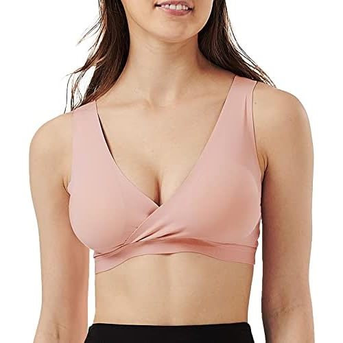 Mamaway Silky Crossover Nursing Maternity Wireless Bra, Smooth, Soft, Cooling, No Buckle, No Show for Sleeping Breastfeeding