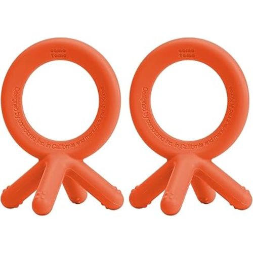 Comotomo Silicone Baby Teether, Orange (Pack of 2)