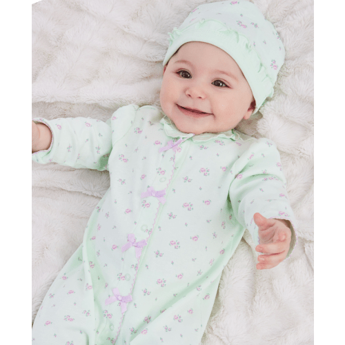 Petite Rose Footed One-Piece And Hat