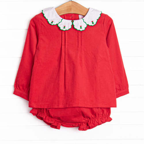 Christmas Tree Tidings Embroidered Diaper Set, Red – Stitchy Fish