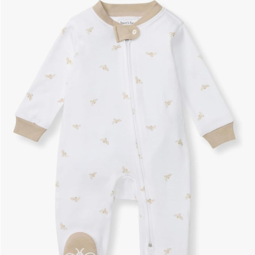 Burt's Bees Baby Boys Sleep and Play PJs, 100% Organic Cotton One-Piece Zip Front Romper Jumpsuit Pajamas