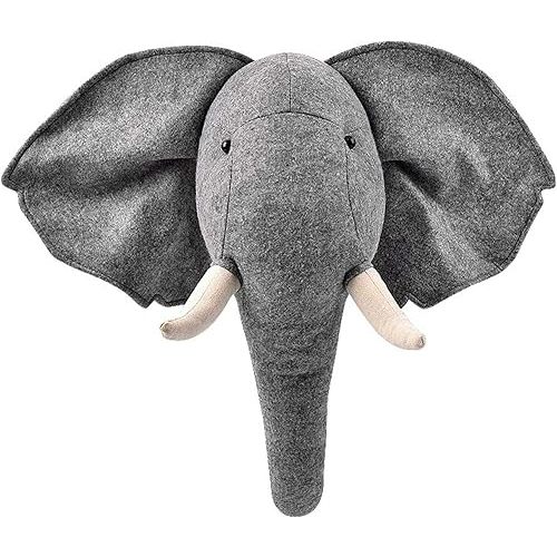 Elephant Animal Head Wall Decor, 3D Elephant Wall Decor, Safe Soft Animal Wall Decors for Bedroom、Playroom、Living Room Wall Decoration
