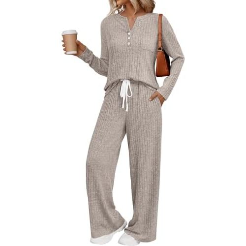 LILLUSORY Womens 2 Piece Lounge Sets Matching Airport Travel Outfits 2025 Winter Clothing Fall Pajamas Sweat Suits Pockets