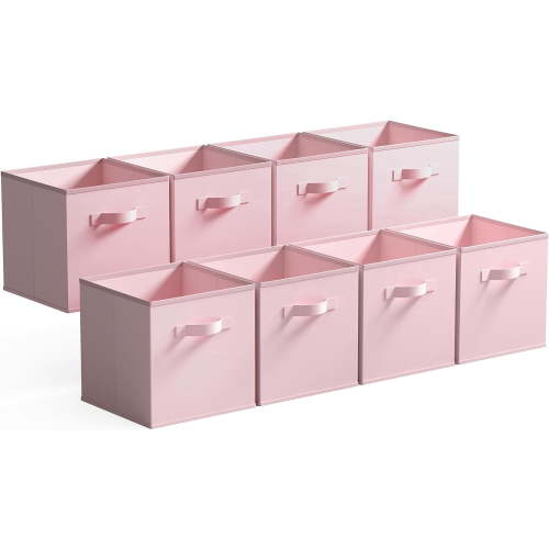 GRANNY SAYS Cube Storage Bins, 11 Inch Fabric Organizer Bins, Collapsible Storage Baskets with Dual Handles, 8-Pack, Pink
