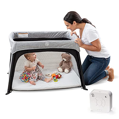 Lumiere,All-in-One Lightweight Travel Crib and Bassinet for Baby and Toddler,Portable Play Yard for Baby for Better, Safer Sleeping,w/Ventilated Mattress,Oeko-TEX Waterproof Cover & 1 Fitted Sheet