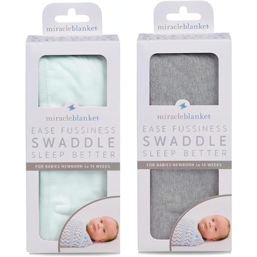 Miracle Blanket Swaddle Wrap - Newborn Essential Baby Blanket - Soft Sleep Sack Ideal for Newborns and Infants (Mint and Solid Heather Gray)