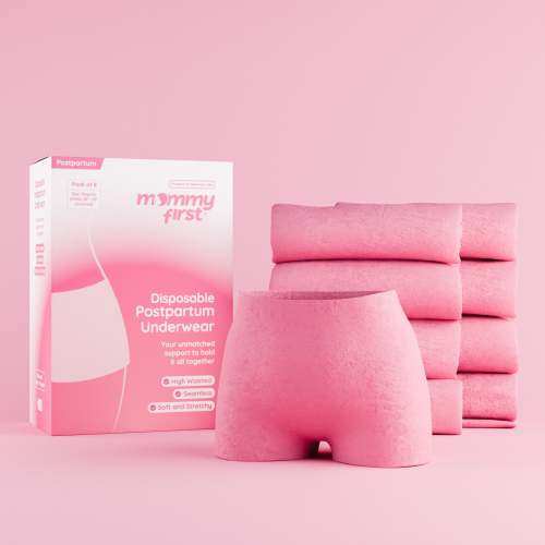 High-Waisted Postpartum Underwear | Blush Pink | Pack of 8 | 27" to 36"