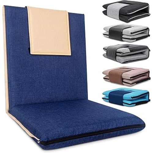 Floor Chair with Back Support 14-Position Adjustable Floor Chair Portable Ground Seating for Adults & Kids Foldable Meditation Seat with Japanese KOYO Bearings & Washable Linen Cover (Coffee)