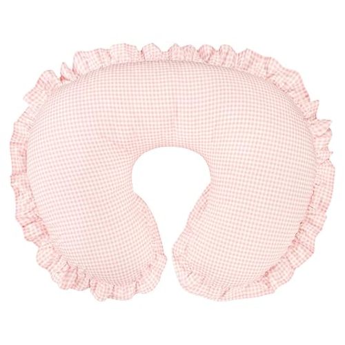 DILIMI Cotton Nursing Pillow Cover, Removable Ruffled Pillowcase for Breastfeeding Pillows, Ultra Soft Comfortable Slipcover for Baby Girl and Boy, Pink Gingham