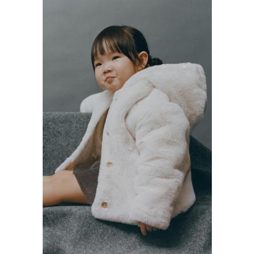 FAUX FUR HOODIE JACKET - Ecru | ZARA United States