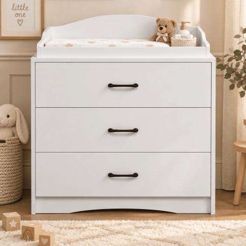 OxyLife Changing Table Dresser, Nursery 3-Drawer Dresser with Changing Top, White
