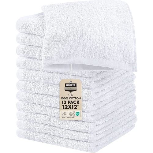 Utopia Towels 12 Pack Cotton Washcloths Set (washing & gum cleaning)
