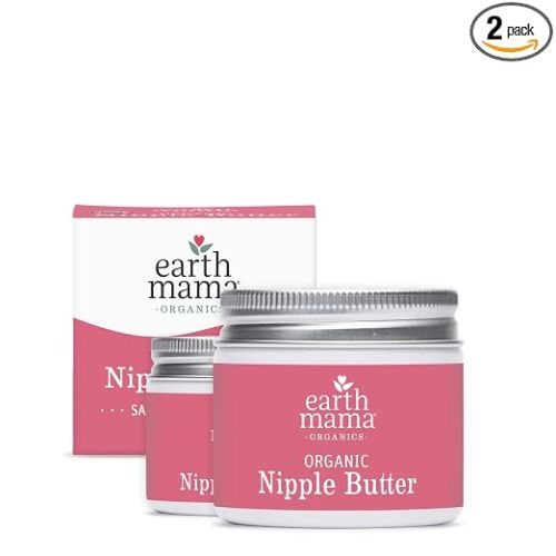 Earth Mama Organic Nipple Butter™ | Nipple Cream Safe for Breastfeeding | Postpartum Essentials for Nursing | Non Lanolin Nipple Cream, 2 fl oz (2-Pk)