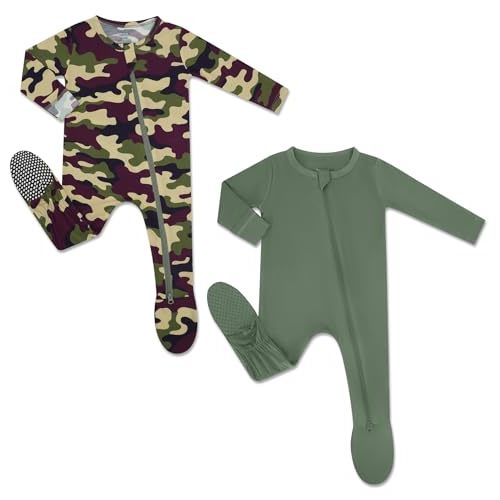 HAPIU Rayon from Bamboo Baby Footed Pajamas, 2 Way Zipper YKK, Footie for Baby Boy Girls, Newborn-24 Months