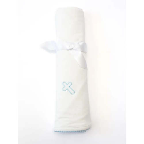 Blue Cross Embroidered Blanket