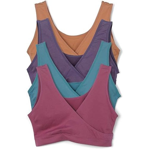 Caramel Cantina 4 Pack Nursing Maternity Women’s Sleep Comfort Bralette Bra (3X-Large, Festival)