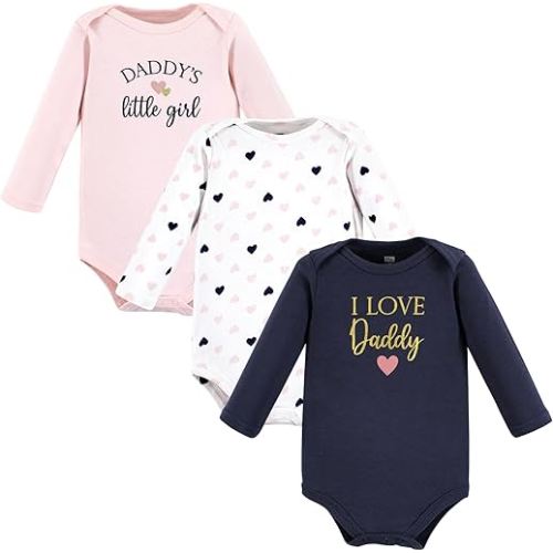 Hudson Baby Baby Girls' Cotton Long-sleeve Bodysuits 3-pack