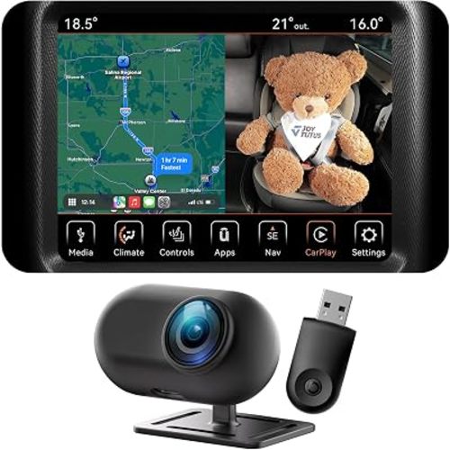 JOYTUTUS Baby Car Camera with Wireless CarPlay Adapter, Baby Car Monitor