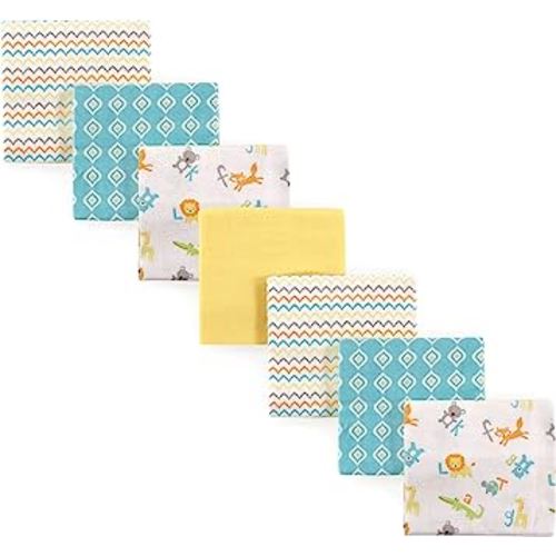 Luvable Friends Unisex Baby Cotton Flannel Receiving Blankets, Abc 7-Pack, One Size
