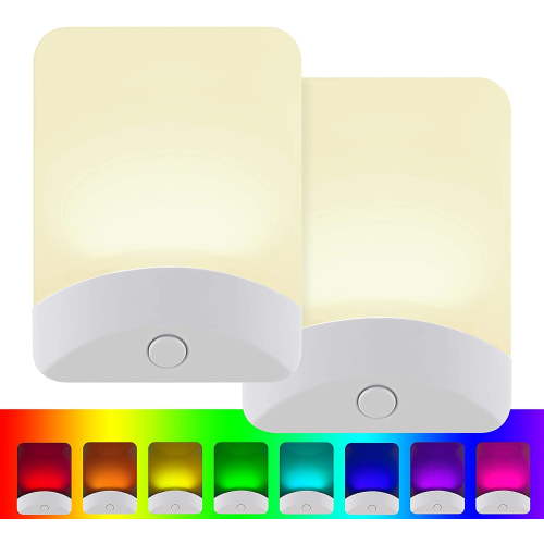 GE Color-Changing LED Night Lights, 2 Pack, Three Lighting Modes, Light-Sensing, 3.1 in