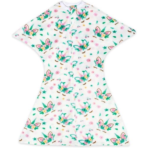 SleepingBaby Zipadee-Zip Transition Swaddle - Cozy Fleece Wearable Blanket with Two-Way Zipper for Baby Sleep - Unicorn, Medium (6-12 Month)