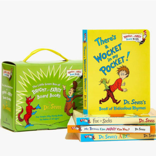 The Little Green Boxed Set of Bright and Early Board Books: Fox in Socks; Mr. Brown Can Moo! Can You?; There's a Wocket in My Pocket!; Dr. Seuss's ABC