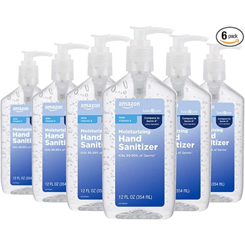Amazon Basic Care Original Hand Sanitizer with Vitamin E, 62% Ethyl Alcohol, 12 fl oz, 6-Pack
