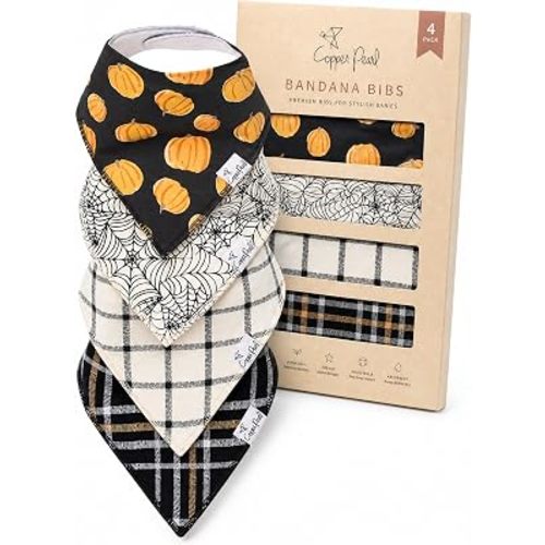 Copper Pearl Baby Bibs 4 Pack, Printed Bandana Drool Bibs for Baby Girl & Boy, Soft Cotton Drooling Teething Bibs