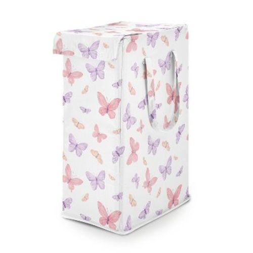 Sweet Jojo Designs Girl Foldable Laundry Hamper with Handles Butterfly Pink and Purple