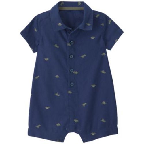 Baby Boys' Linen-Blend Short-Sleeve Romper