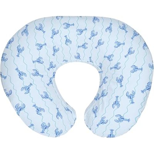 Blue Lobster Bows Stripe Baby Nursing Pillow Covers for Boy Girl Lobsters Sea Ocean Stripes Nursing Slipcover for Breastfeeding Pillows Coastal Summer Soft Stretchy Removable Cover for Newborn Infant