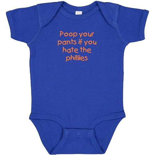 Mets Fan Poop Your Pants if You Hate the Phillies Funny Baby Bodysuit Outfit Gift