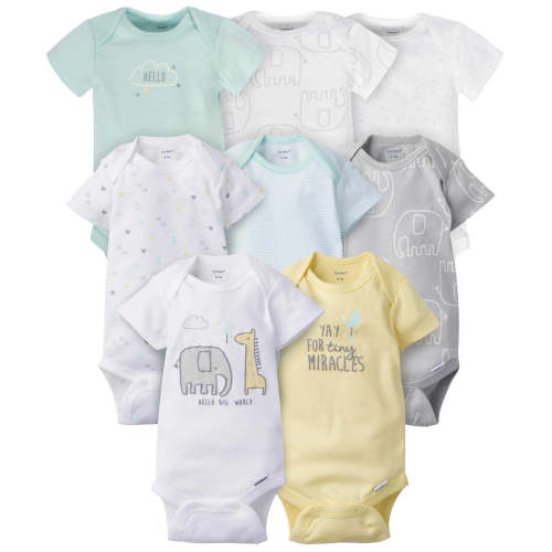 8-pack Baby Neutral Animals Short Sleeve Onesies® Bodysuits – Gerber Childrenswear