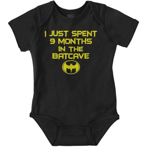 Brisco Brands Spent 9 Months in the Cave Superhero Baby Romper Boys or Girls