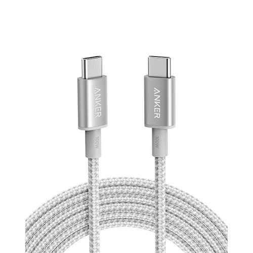 Anker USB C to USB C Cable, 100W Fast Charging Cable(1-Pack, 10 ft, Silver)
