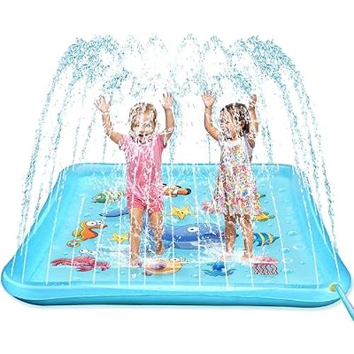 Growsland Splash Pad for Toddlers, Outdoor Sprinkler for Kids, 67" Summer Water Toys Inflatable Wading Baby Pool Fun Gifts for 3 4 5 6 7 8 9 Years Old Boy Girl Backyard Garden Lawn Outdoor Games