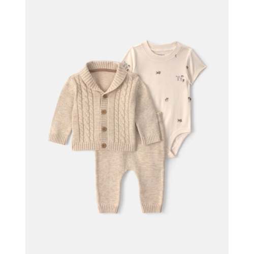 Baby Boy 3-Piece Cotton Sweater Layering Set - Cream | Carter's