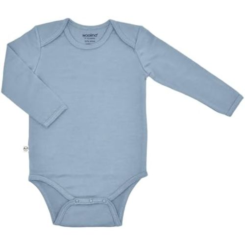 Woolino 100% Superfine Merino Wool Baby Bodysuit - Long Sleeve Bodysuit for Boy and Girl - Tagless Neck Bodysuit for Unisex