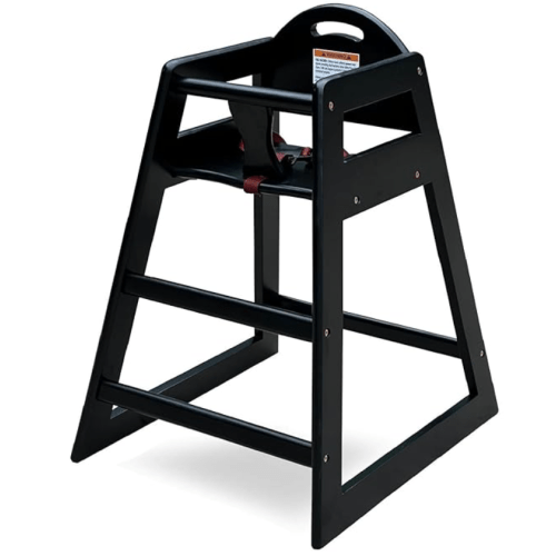 Wooden High Chair for Baby & Toddler – Restaurant-Style Stackable HighChair with Commercial Grade Solid Wood for Dining Table & Kitchen – Compact & Portable Design for Home & Restaurant Use - Black